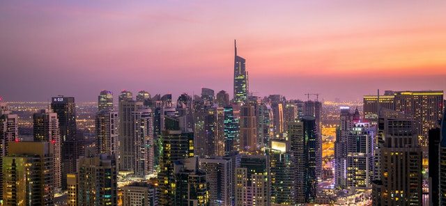 dubai skyline at night