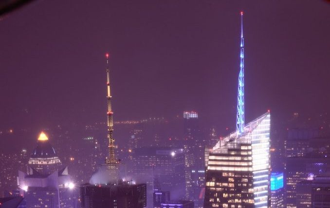 bank of america tower new york city at night