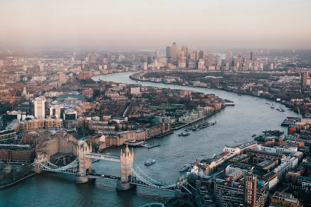 London skyline with canary wharf