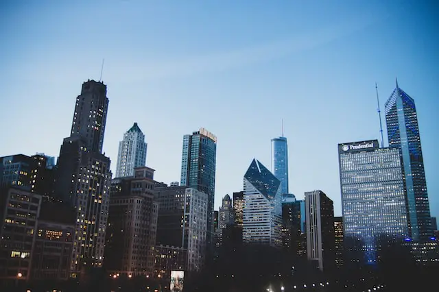 Chicago skyline with LEED certified buildings